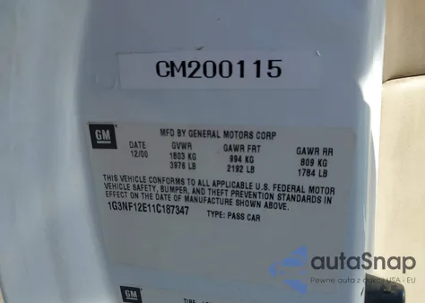 2001 Oldsmobile Alero Gls из США, поврежденный, VIN 1G3NF12E11C187347